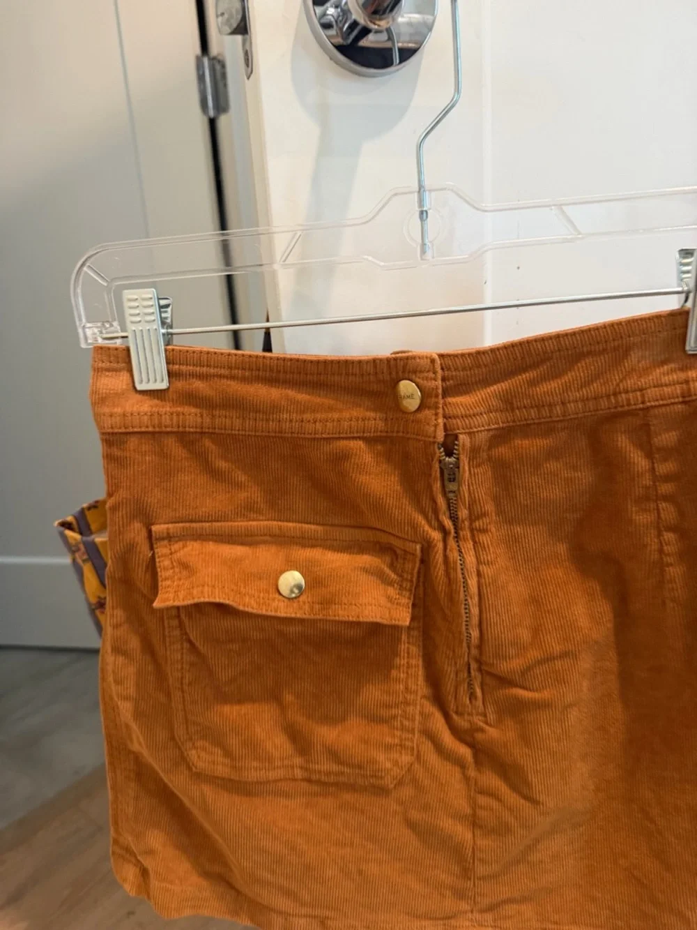 Frame Corduroy Mini Skirt with Front Flap Pocket - Picture 2 of 4